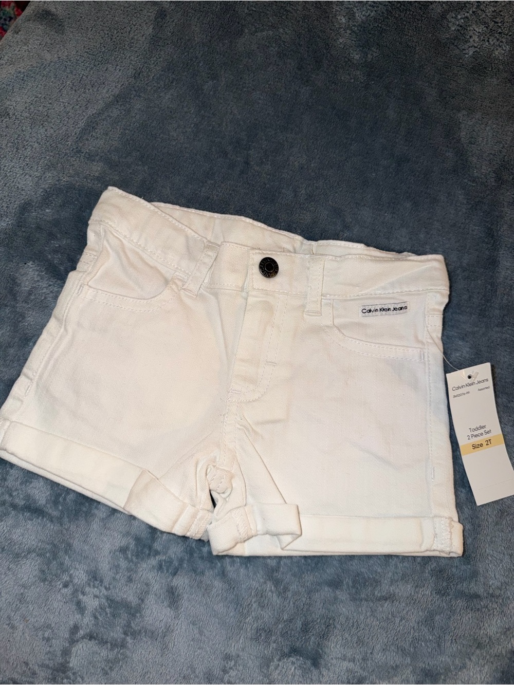 Calvin Klein Jeans Toddler White Rolled-Hem Denim Shorts